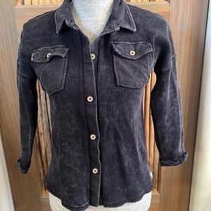 Cotton-On Girls Stone Washed Waffle Shirt/Jacket Charcoal Size 9/10 Never Worn
